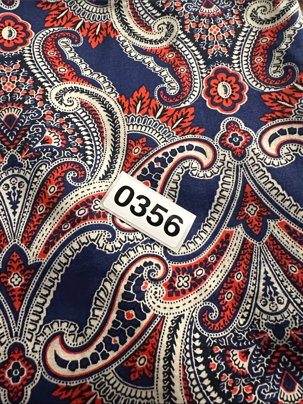 Ann Taylor Paisley Lined Skirt Navy Red Ivory Back Zip